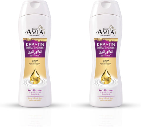 Dabur Amla Nourishment Crème Keratin Shampoo (360mL) | Deeply Repairs and Restores Hair Strength | Helps Thin and Damaged Hair (Pack of 2)