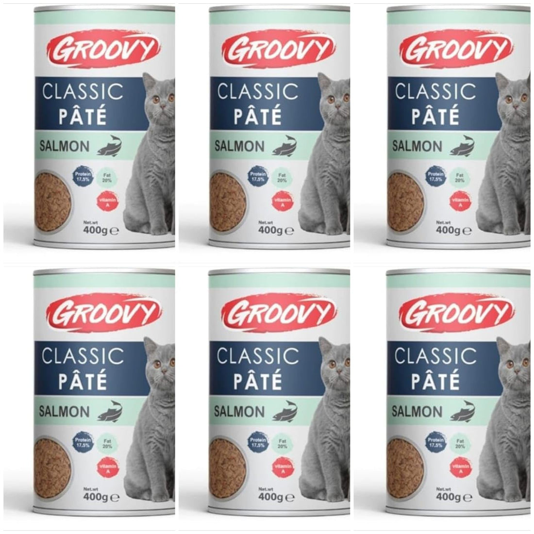 Groovy Classic Pate Wet Cat Food Cans 400G (6 Pcs, Salmon)