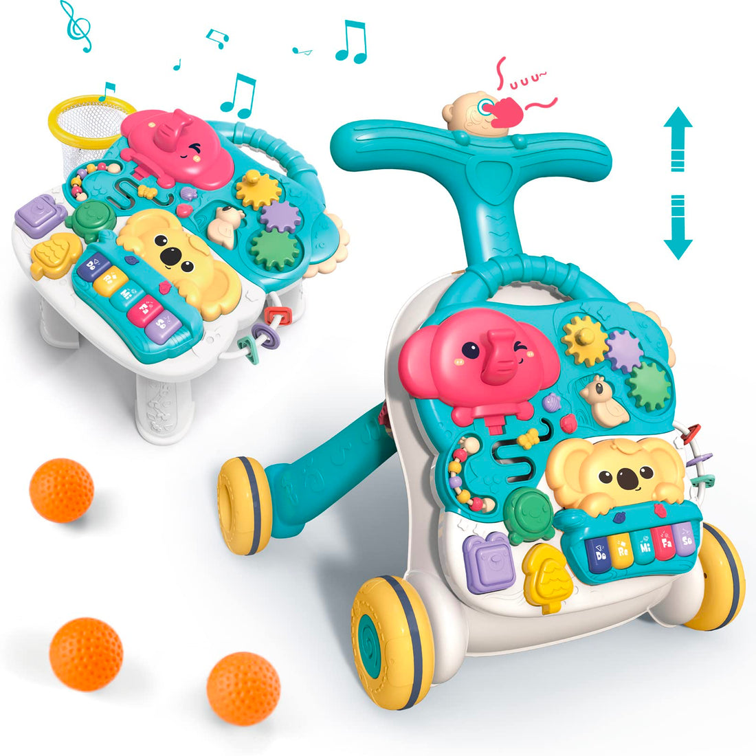 Baby Walker for Boy Girl, Sit-to-Stand Baby Activity Center Walker with Wheels, Early Preschool Learning & Education Sound Fine Motor Skills Push Toys Birthday Gifts for Toddler Infant
