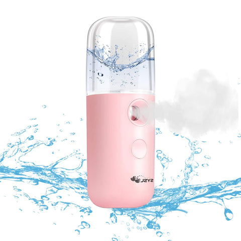 Nano Spray Mini Portable Handheld Face Steamer, USB Rechargeable Battery Operated Nano Cool Mist Spray Facial Mister (Pink)