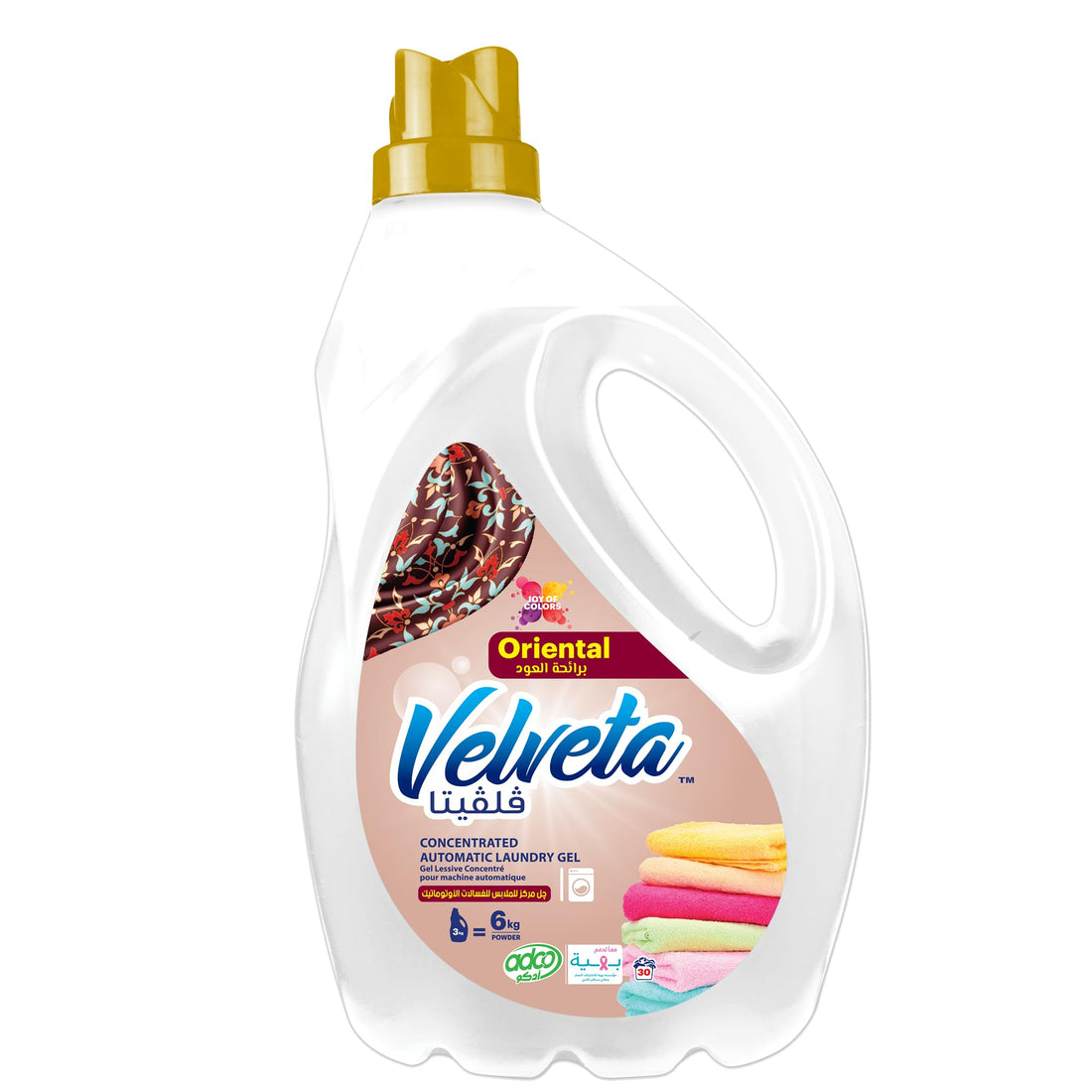 Velveta Oriental Concentrated Automatic Laundry Gel, 3 Litres, For Coloured and White Clothes