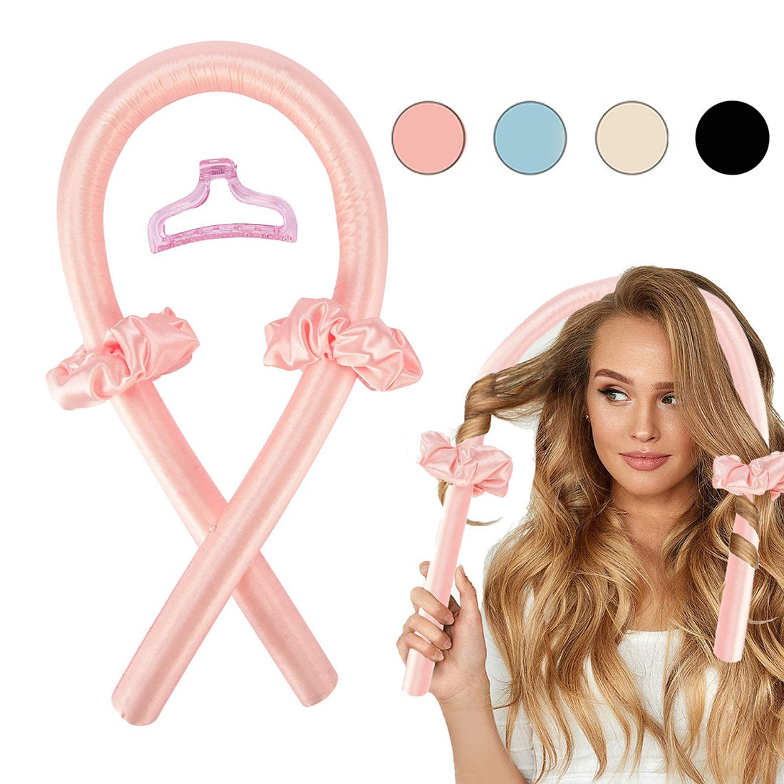 Tik Tok Heatless Hair Curlers for Long Hair,Heatless Curling Rod Headband,No Heat Curlers You Can to Sleep in Overnight,Heatless Curls Headband,Soft Foam Hair Rollers for Natural Hair(Pink)