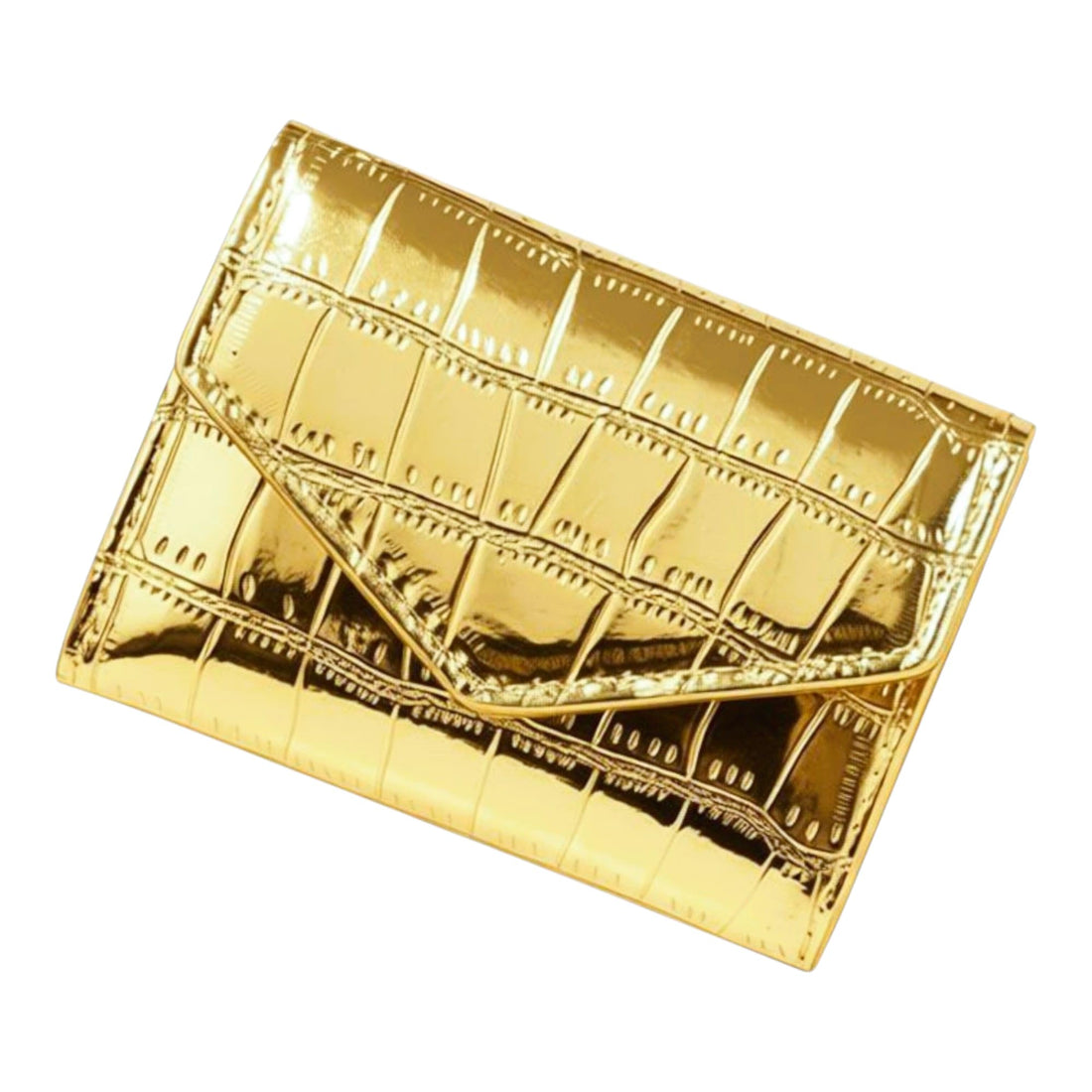 Slim wallet with a metallic crocodile patterned leather design Credit Card Holder modern elegance Wallet for Women Girls ATM ID Card exuding (Gold)