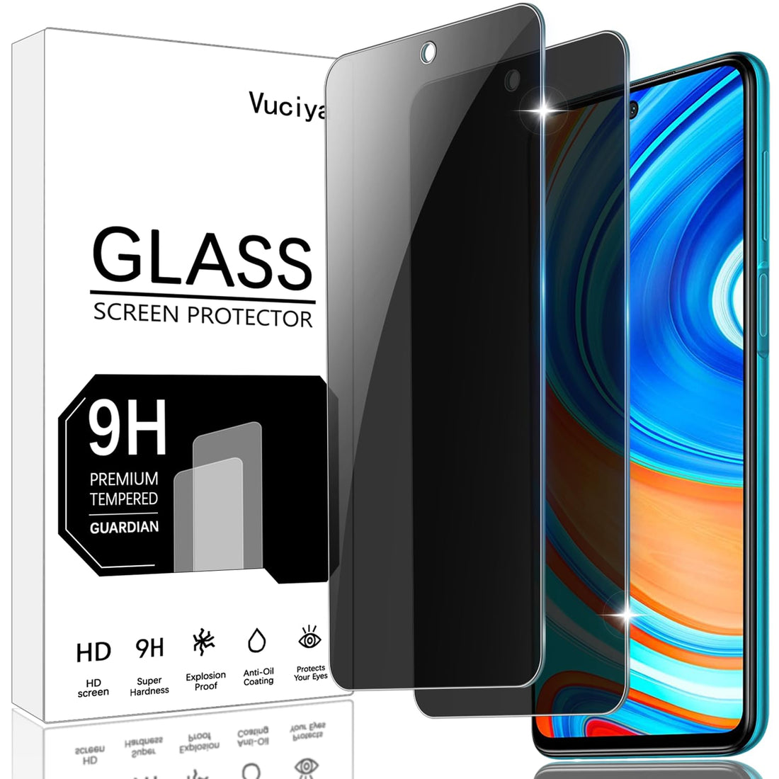 [Pack of 3] Tempered Glass for Xiaomi Redmi Note 9 Pro/Note 9s Screen Protector, 9H Hardness Tempered Glass Film, Anti-Scratch, Anti-Bubble, HD Screen Protector, for Redmi Note 9 Pro/Note 9s