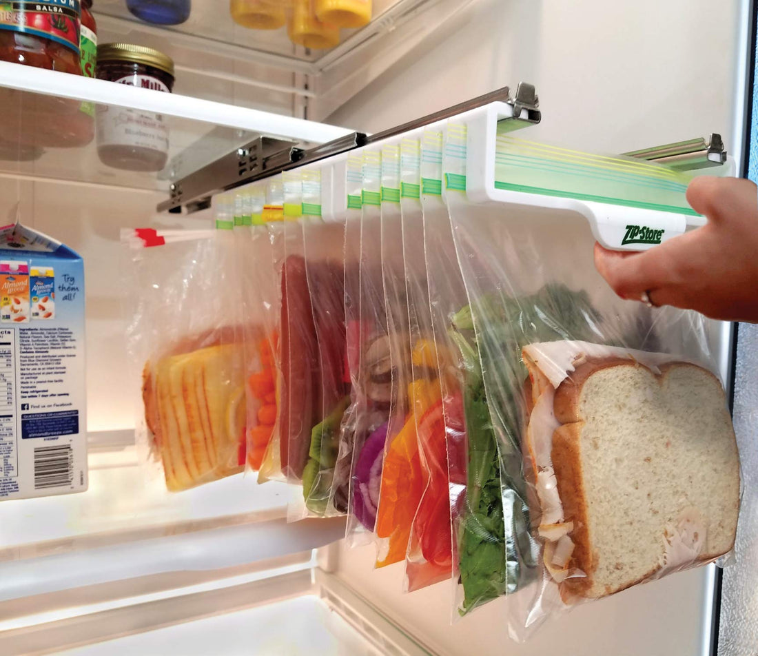Your Refrigerator Organizer - Ziploc Bags Easy Fridge Organizer - Organizes 12 Bags, Perfect For Leftovers, Easy To See & Install, Access Food, Quick Access Slide Track - Mid-Size