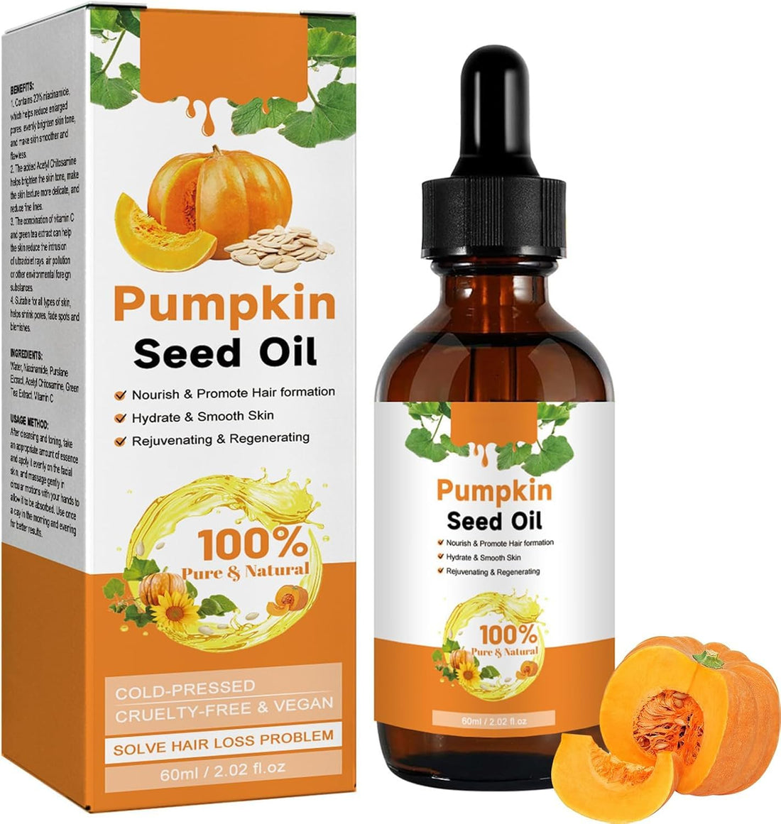 Natural Pumpkin Seed Oil - Transform Your Hair Care Routine with Effective Natural Pumpkin Seed Oil, Rich in Nutrients to Stimulate Hair Follicles, Promote Hair Growth, and Improve Skin Health