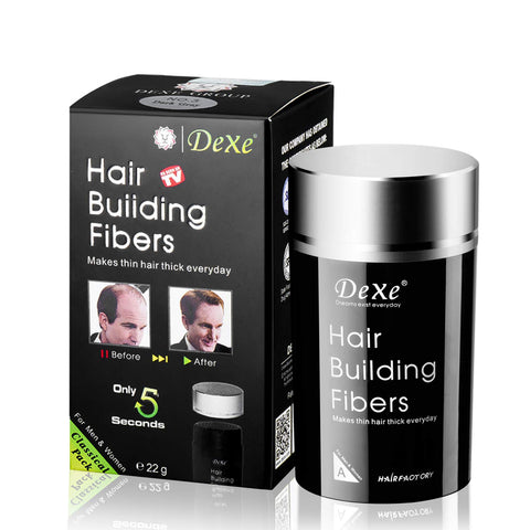 Dexe Hair Building Fibers Color Powder Instantly Thicken Thinning Hair for Men and Women (Black)