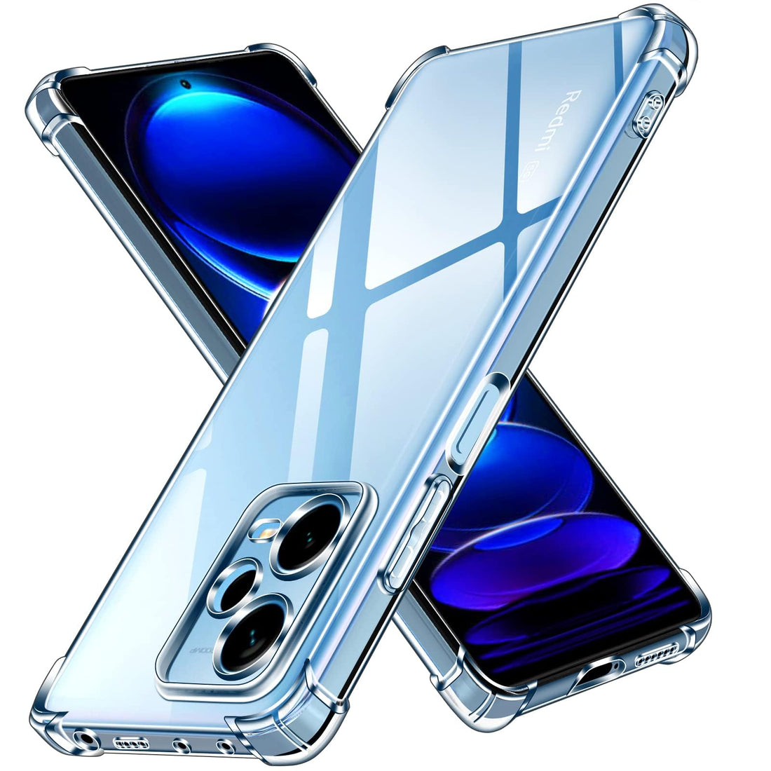 Dl3 Mobilak Case Compatible with Xiaomi Redmi Note 12 Pro+/12 pro plus 5G, Cover Silicone Transparent TPU Gorilla Anti-shock Protector Camera Shockproof Corners - Clear
