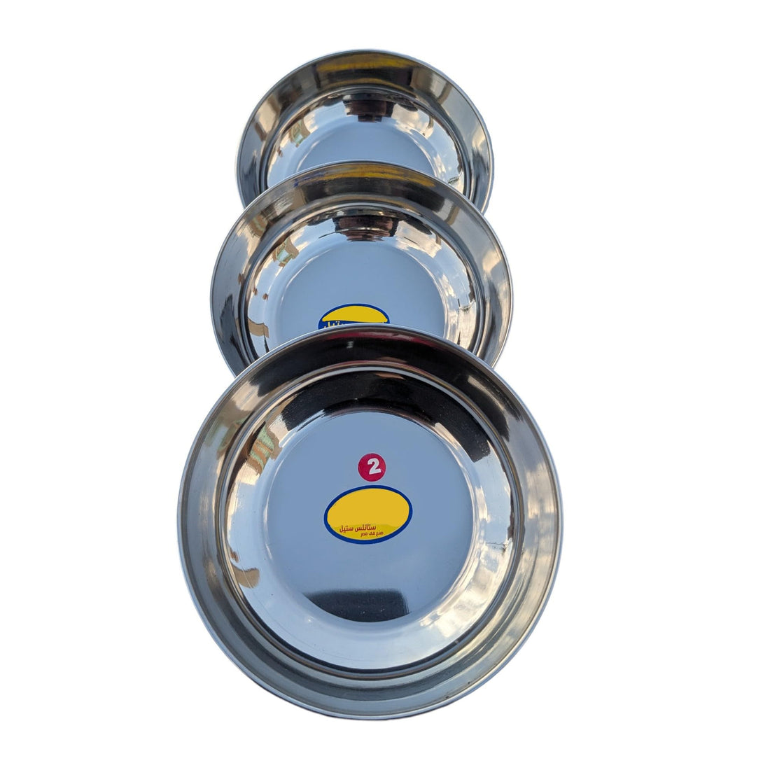 Set of 3 Stainless Steel Serving Plates, Desserts or Appetizers - Practical Design for Everyday Use (Diameter 14cm x Depth 4cm)