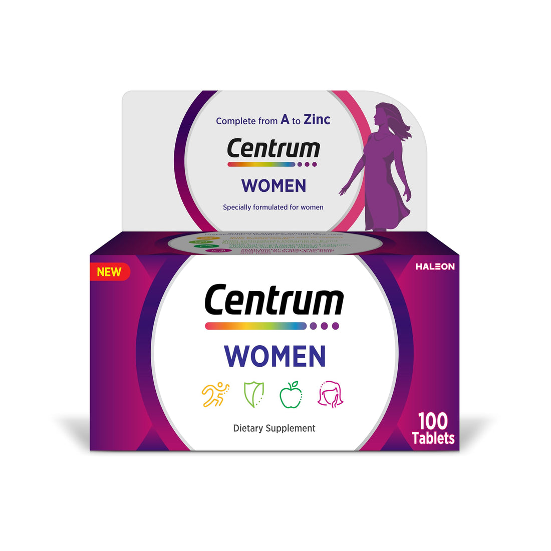 Centrum Women Iron, Calcium and Folic Acid Multivitamin 100-Tablet