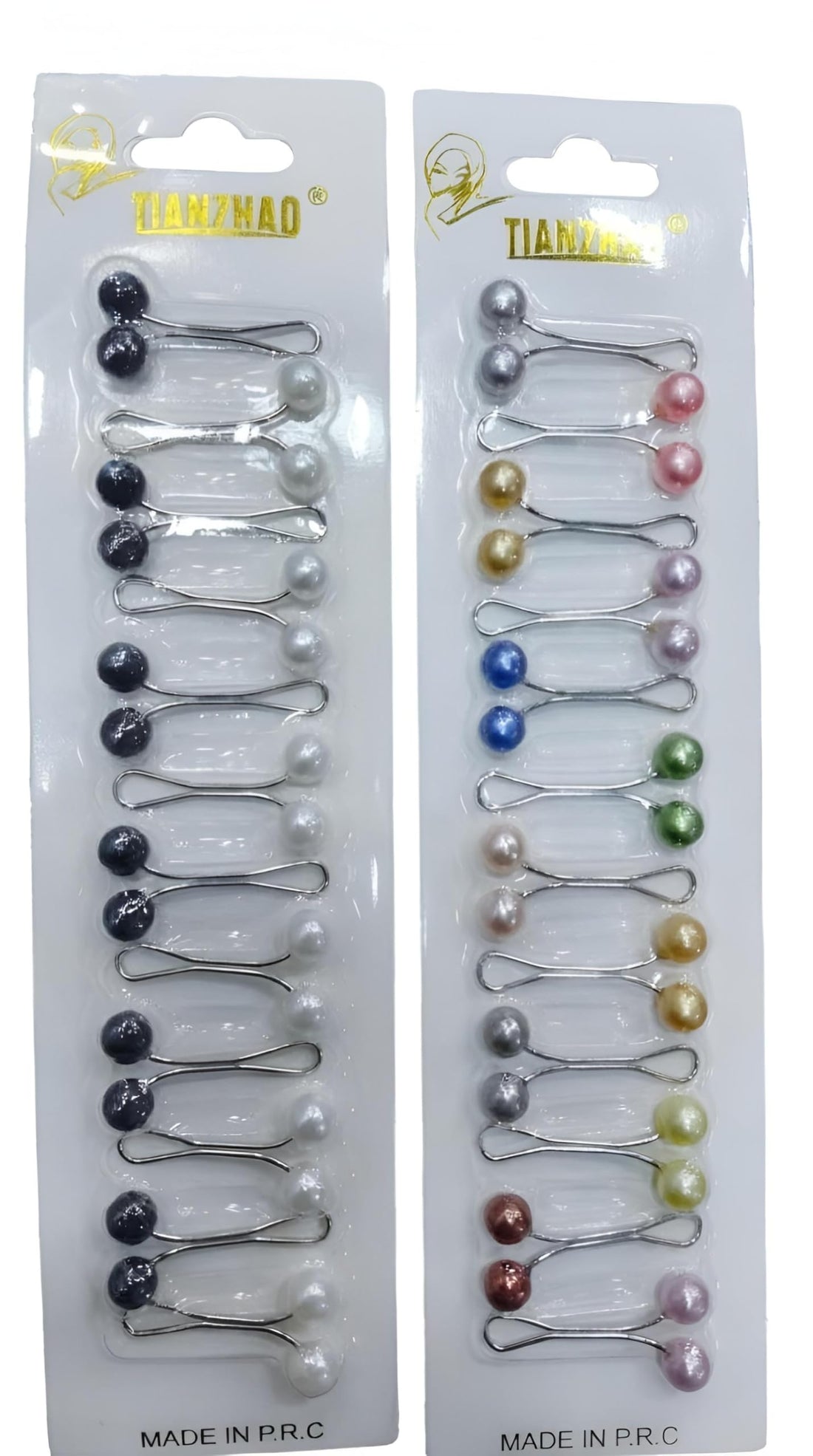 Headscarf Clips - Reliable 8-piece hijab pin assortment for girls, featuring timeless white and black designs. Perfect for keeping your scarf securely in place without damaging delicate (2Pcs Model 5)
