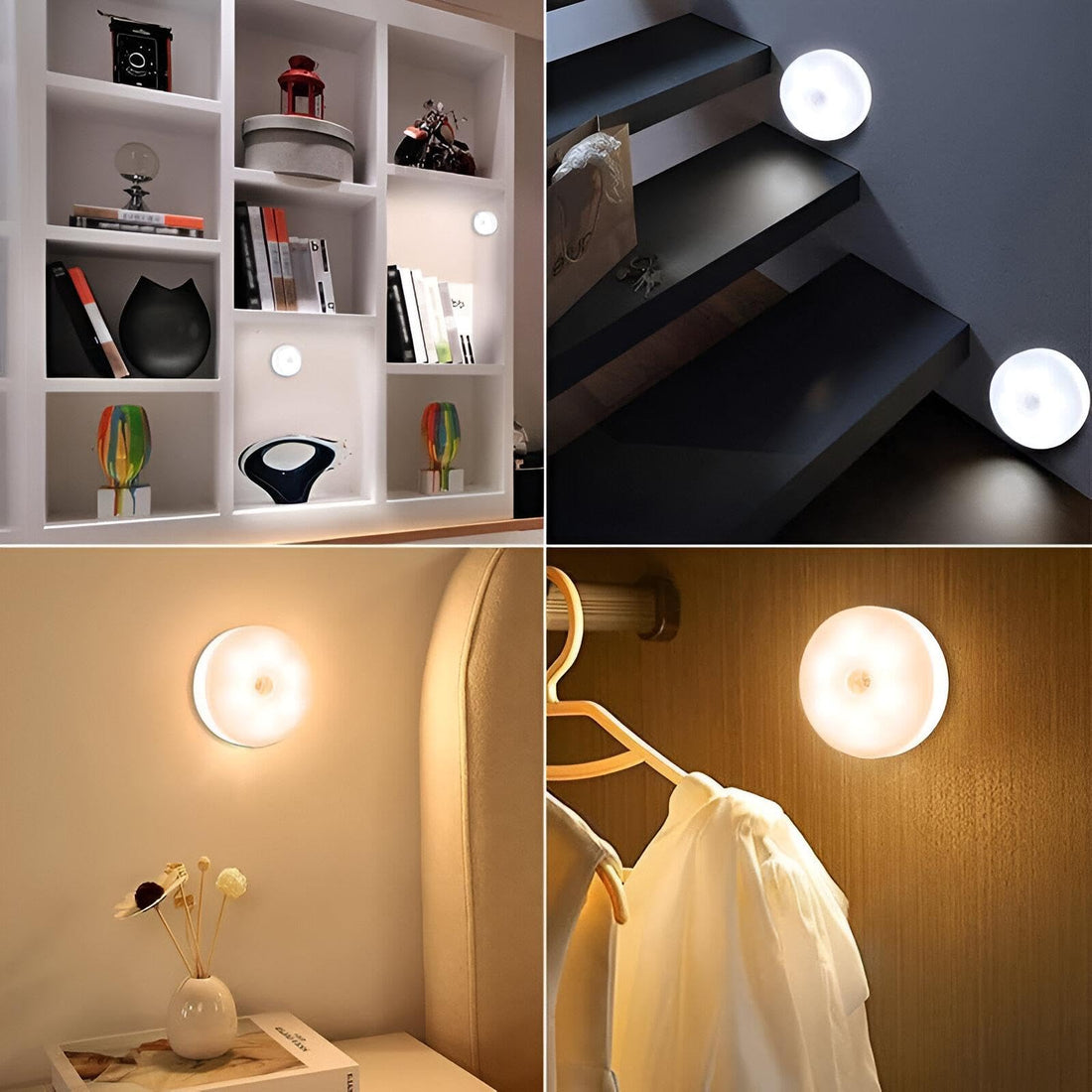 USB Rechargeable Night Light with Human Body Motion Sensor and Magnetic Base, Perfect for Home, Car, Indoor, Stairs, Wardrobe, Kitchen, Closet, Under Areas
