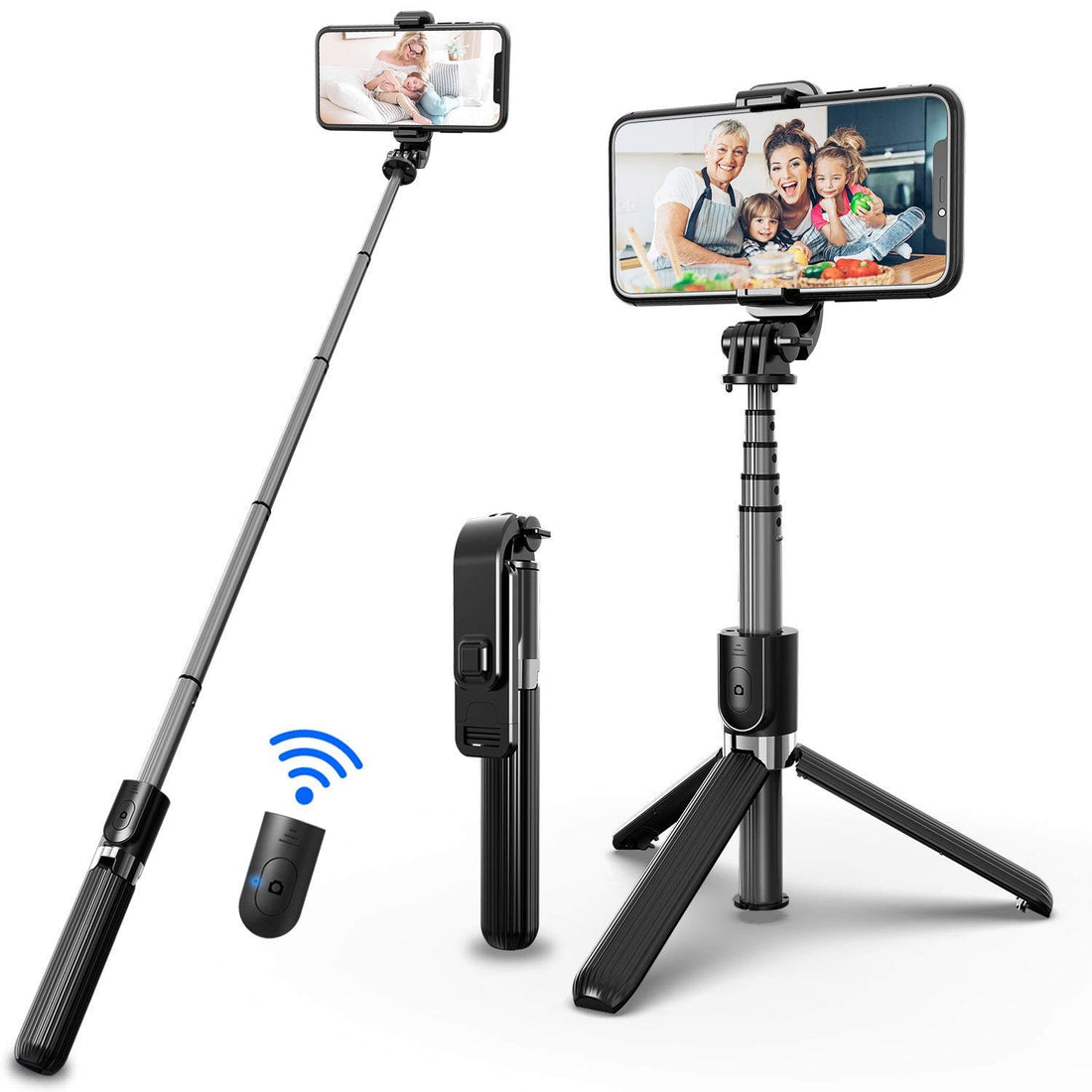 ZORBES® 3-in1Portable Bluetooth Extendable Selfie Stick with Wireless Remote and Tripod Stand, for Redmi/Samsung Galaxy/iPhone/Oppo/OnePlus and All Smart Phones