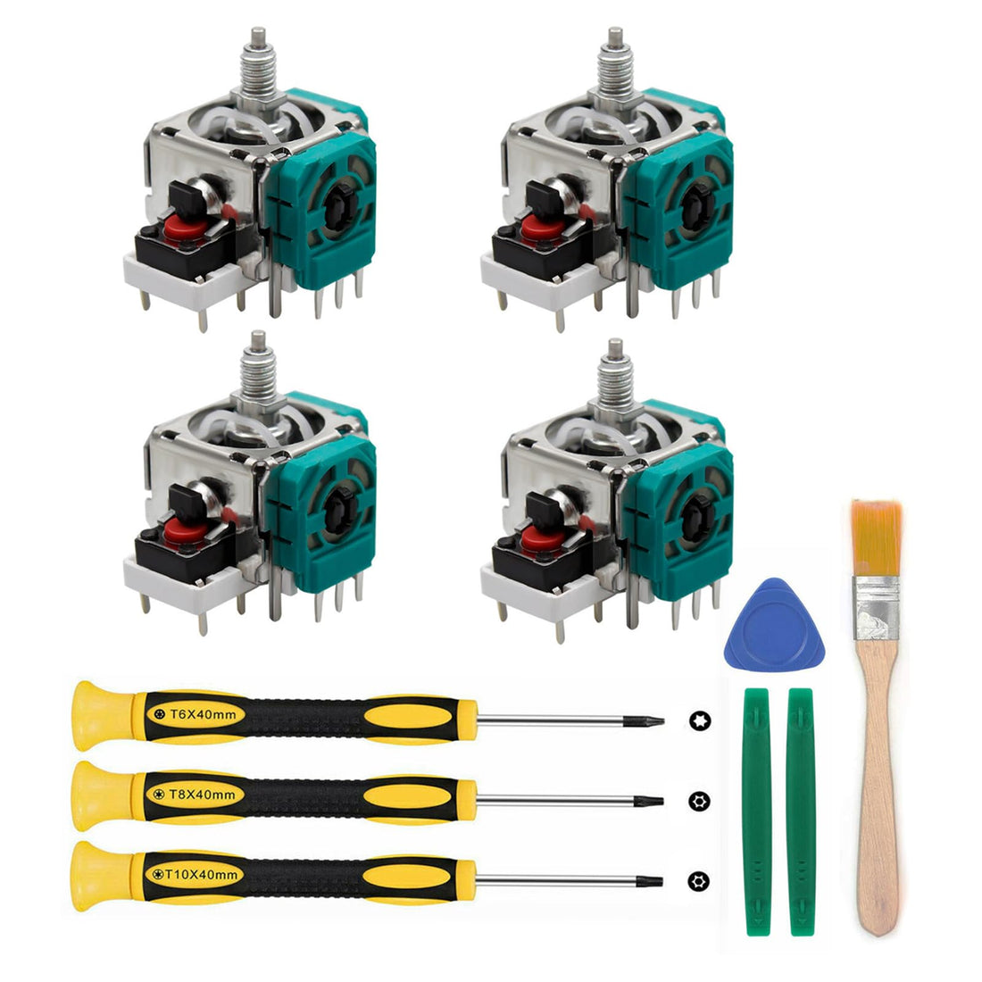 4-Pack Analog Joystick Replacement for Xbox One Elite Series 2 Controllers, Thumb Sticks Drift Fixing Parts with Repair Tools Kit, T6 T8 T10 Screwdriver