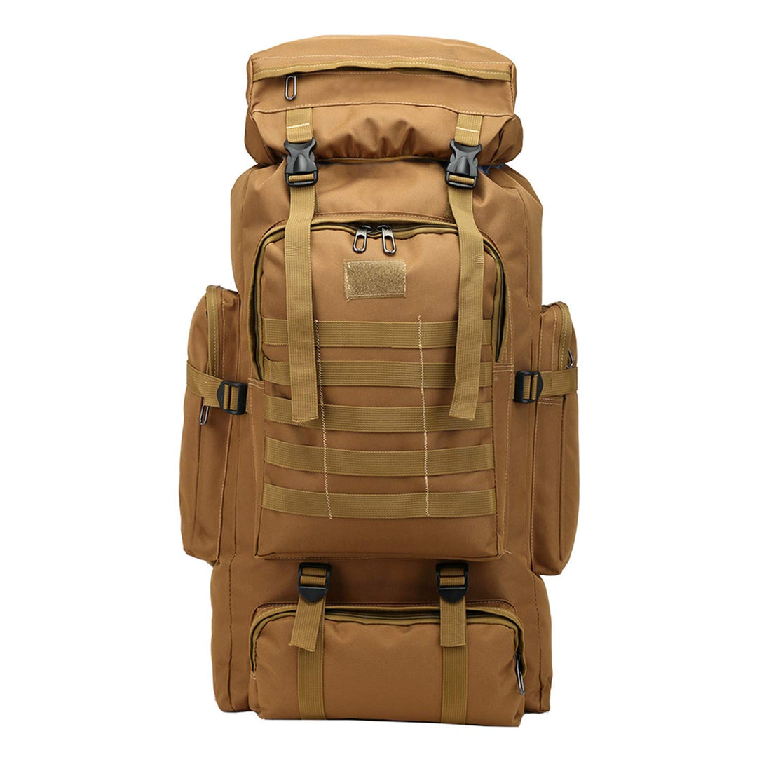 Ruick High Capacity 80L Outdoor Camouflage Tartical Hiking Daypacks Waterproof Military Bags For Mens Travelling Camping Hunting Trekking Climbing Backpack (Khaki)