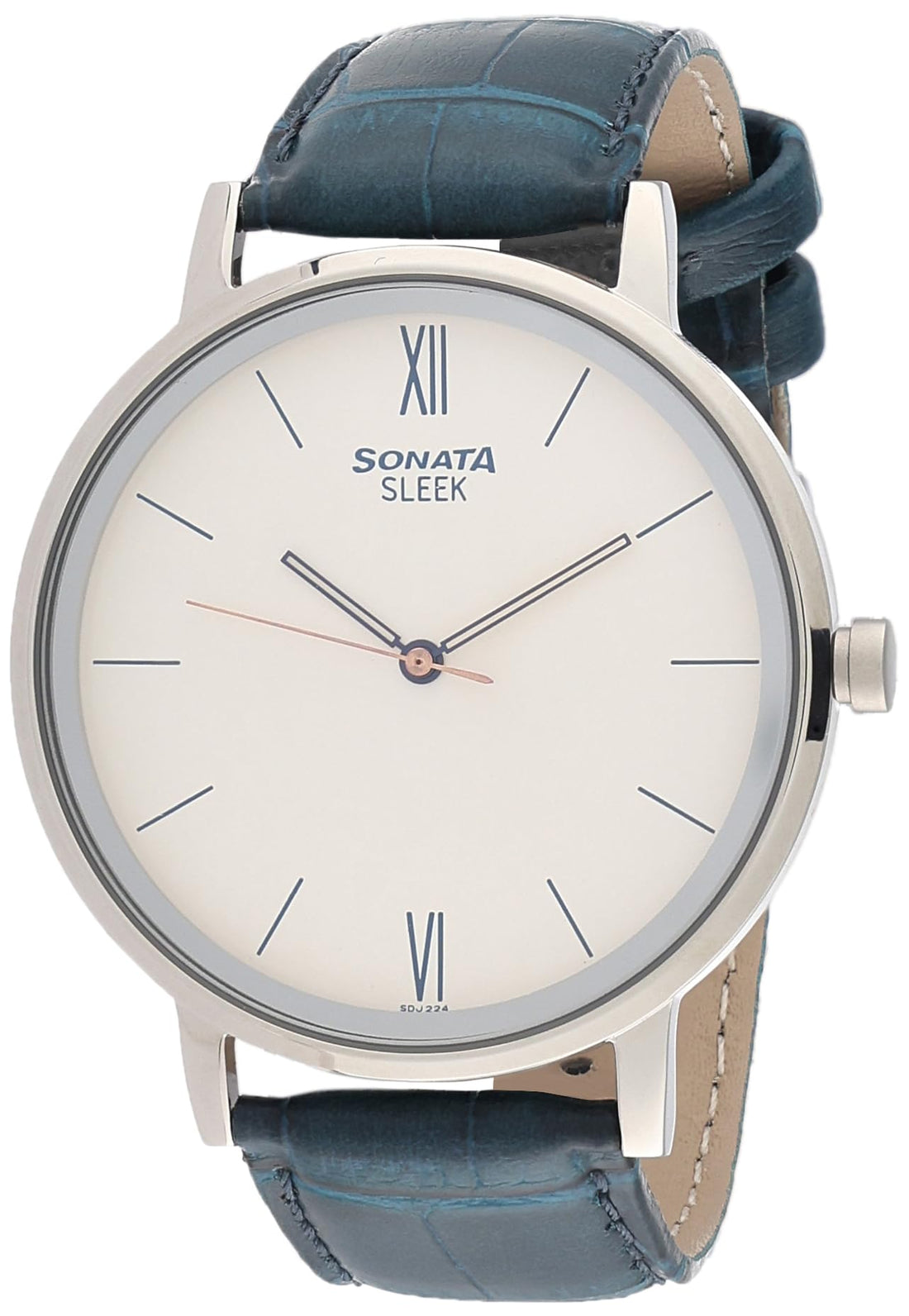 Sonata Watch for Men, Quartz Movement, Analog Display, Blue Leather Band Strap-NM7131SL02 / NL7131SL02