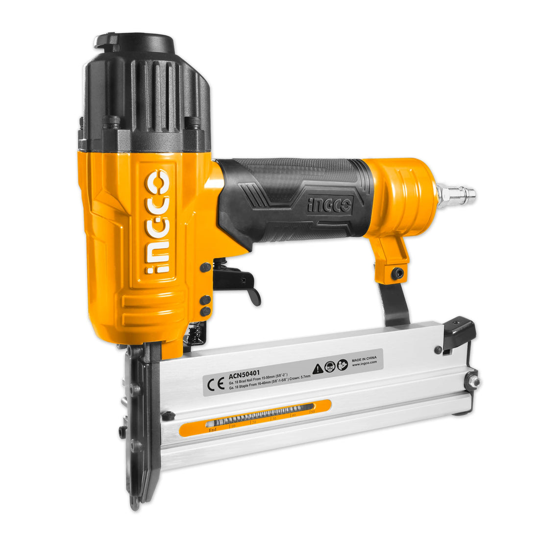 INGCO 18 Gauge Pneumatic Nailer With Nails And Staples ACN50401