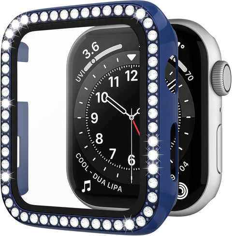 Nopatia Slim Case with Built-in Screen Protector for Apple Watch Series 3 2 1 1.65 Inch 42mm Ultra-Thin Tempered Glass Full Transparent Rugged Bumper Full Body Protective Cover (Blue)