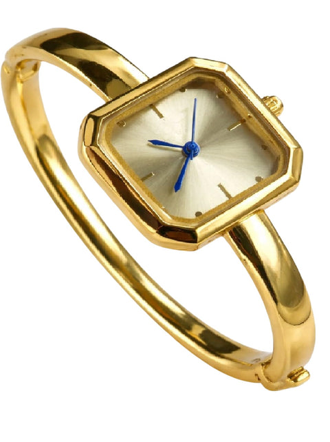 Women's Wrist Watch, Gold Band, Square Shape, Elegant and Modern Design