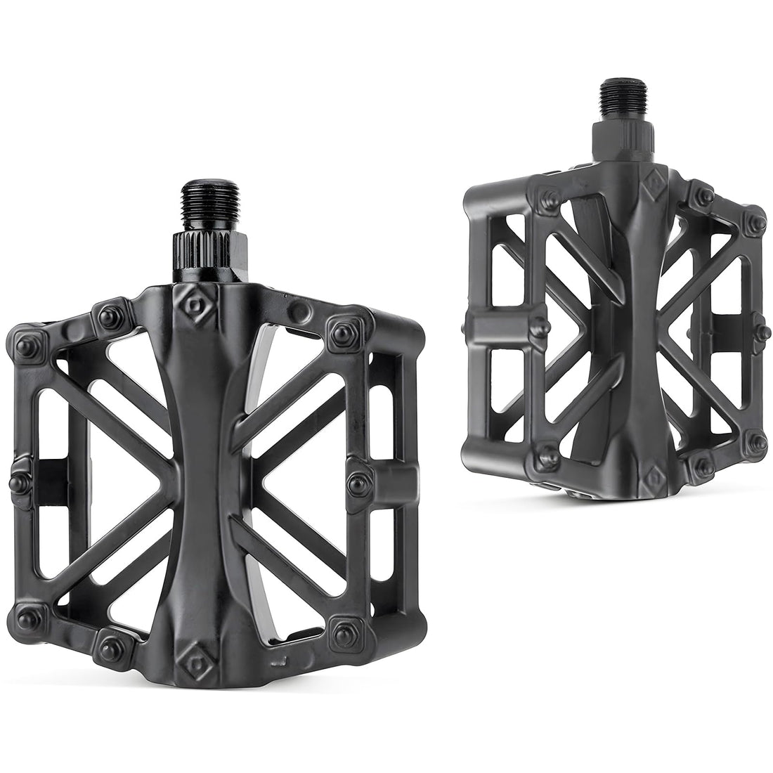 Road Mountain Bike Pedals, Bicycle Pedal 9/16 for MTB BMX, Aluminum Alloy Cycling Flat Pedal with 16 Removable Anti-Skid Pins, Universal Lightweight Platform Pedal for Travel Bike Exercise Bike