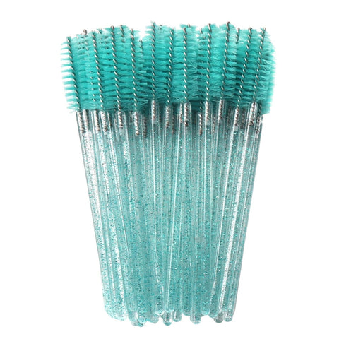 50 PCS Disposable Eyelash Brush Mascara Wands, Spoolie Brushes for Eyelash Extensions, Eyebrow Grooming and Makeup Application, Soft Bristles, Mint Green, Salon and Home Use