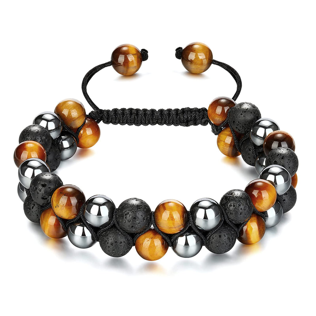 Triple Protection Handmade Bracelets, Lucky Crystal Healing Bracelets 10mm Tigers Eye Black Hematite Beads Obsidian Jewelry Bracelet for Men Women, Changing Destiny Brings Health Happiness Wealth