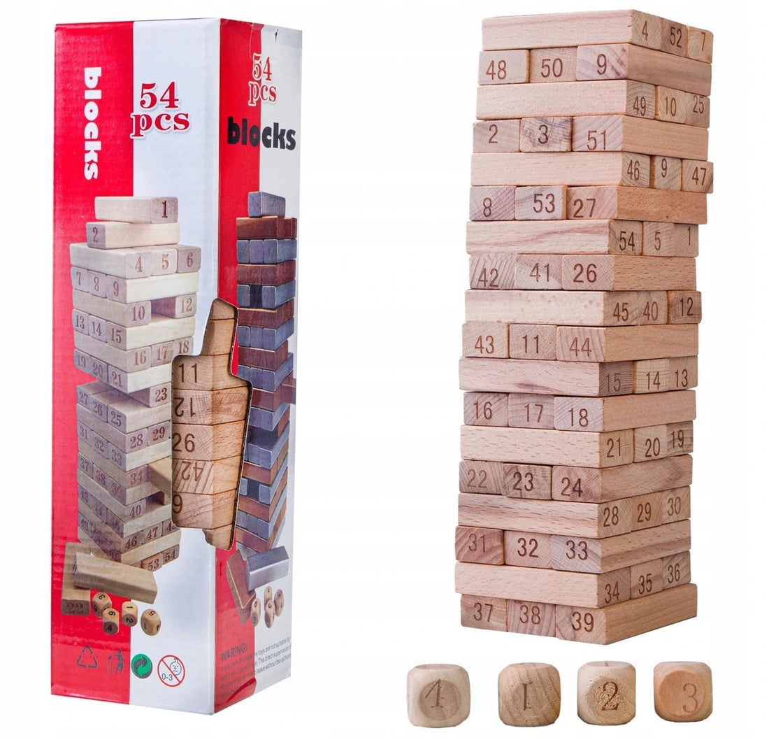 Wooden Blocks Game for Kids,Game Traditional Blocks Truth and Dare Game for Everyone 52 Wooden Blocks with Dices Animal Game