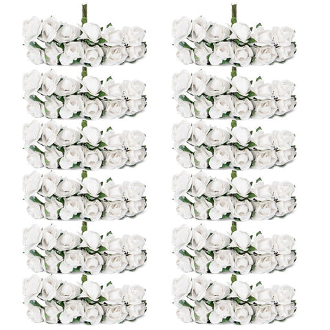 Wonka Sorive 144pc Beautiful Artificial Paper Rose Flower Wedding Card Embellishment (White)