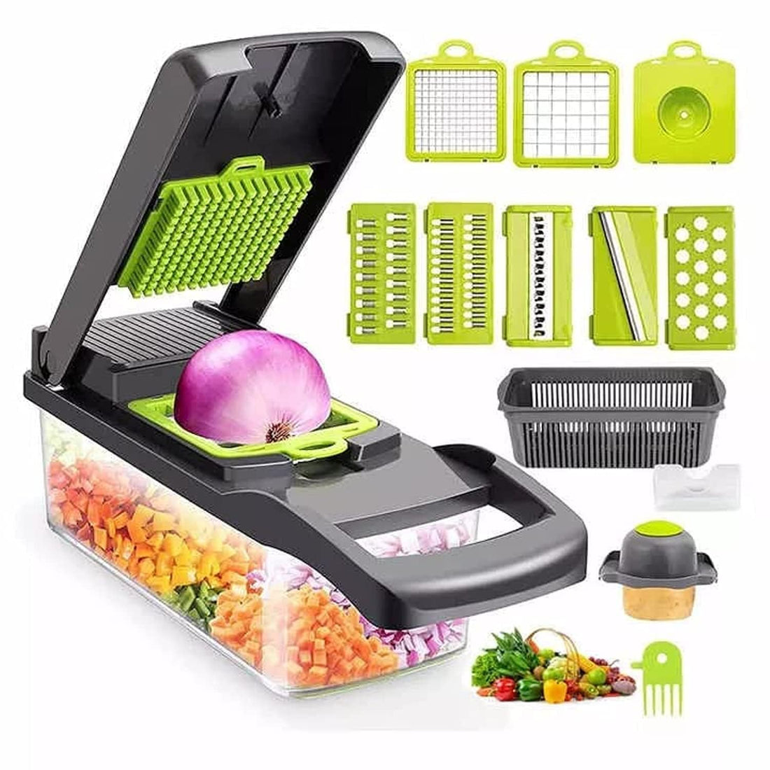 Vegetable Chopper Slicer Fruit Chopper 12 in 1 Multi-Function Vegetable Kitchen Multi-Function Diced Vegetable Potato Shredded Grater, Kitchen Potato Chip Slicer Grater Ginger shredded