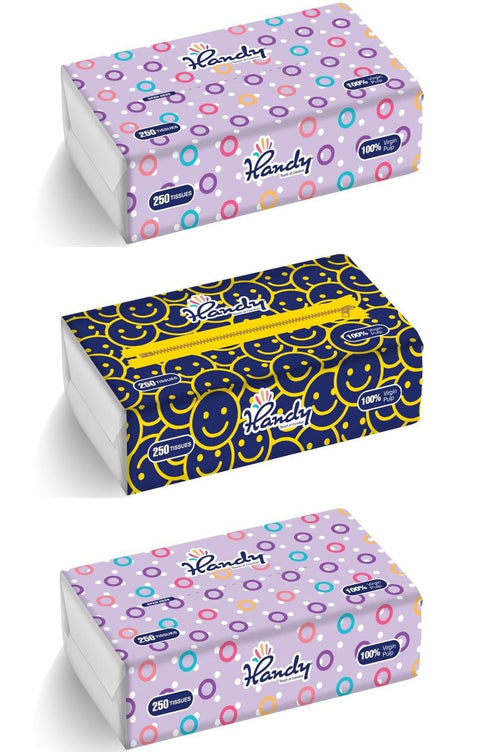 Handy Facial Pack 250 Tissues 3 Ply (Pack of 3)