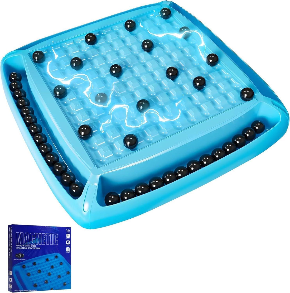 Magnetic Chess Game with Stones, Magnetic Chess Game Fun Family Board Games for Children and Adults, Magnetic Chess Set with 40 Pieces Magnetic Chess Ideal for Boys and Girls, 2-4 Players