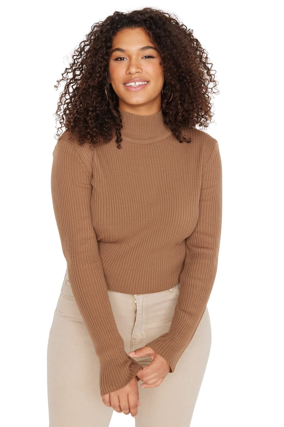 Trendyol Womens Mink Half Turtleneck Thin Knit Sweater TBBAW23AN00022 Plus Size Sweater (pack of 1)