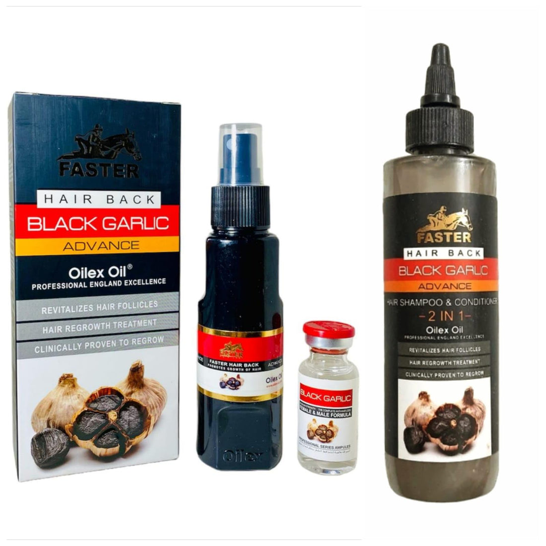 Faster Thom Black Oil & Ampoule & Shampoo & Conditioner 2 in 1