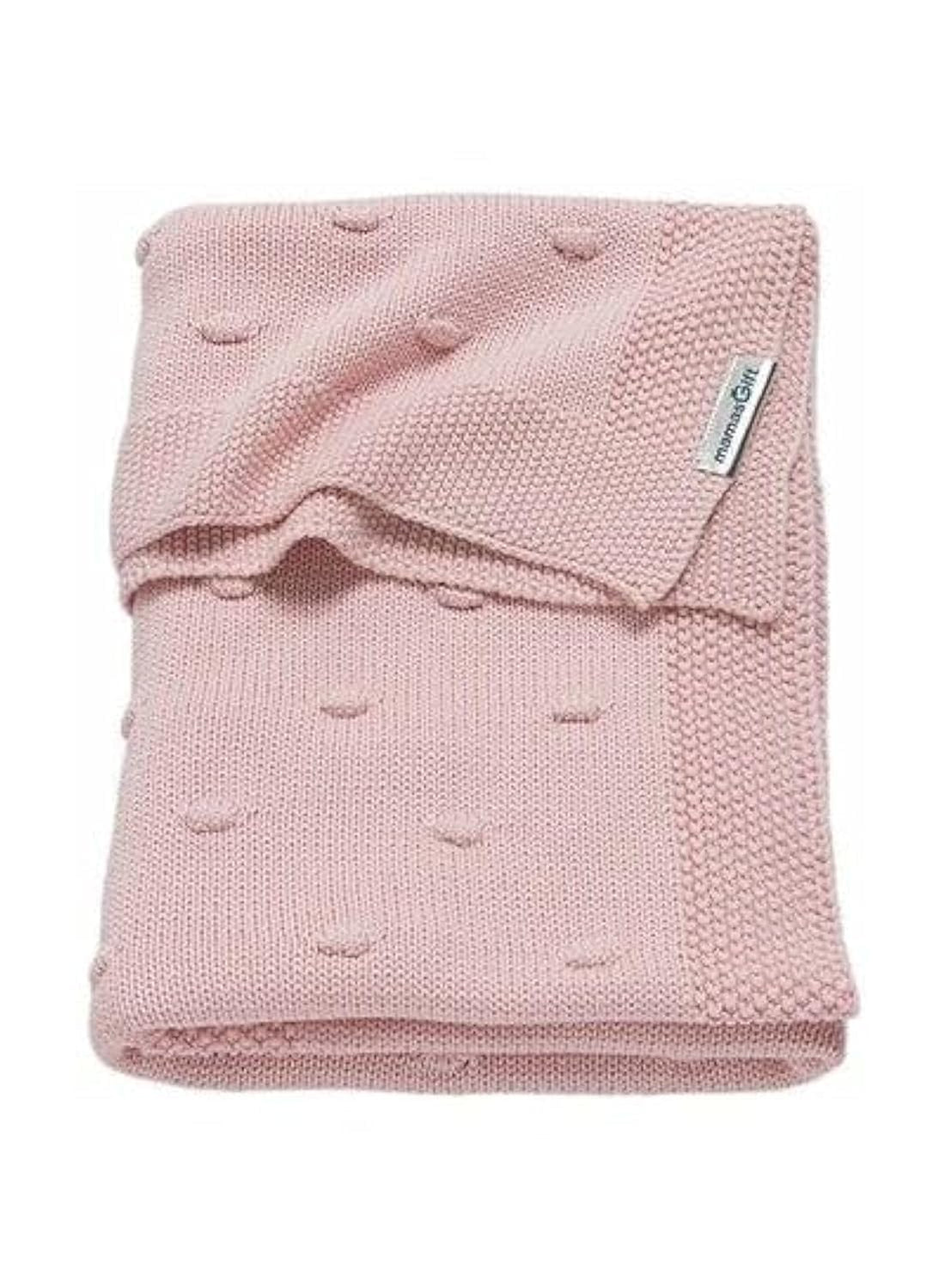 Mamas Gift Pink Knitted Baby Blanket – Soft, Breathable Cotton Knit with Knot Texture – Lightweight, All-Season Blanket for Sleeping, Nursing & Play – Pink – 80 x 100 cm