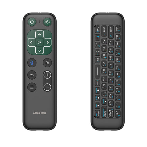 Green Lion Rechargeable Wireless Remote Keyboard (EN/AR) & Mouse, 58 Control Keys, Voice Assistant, Compatible With, Phone & Pad OTG, Smart TV, Projector, Computer, MacOS/Andriod/Windows/Linux/TV