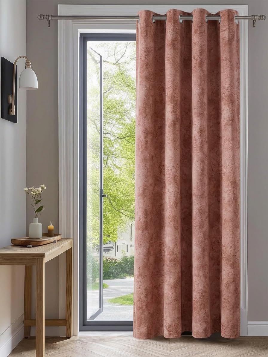 Luxury Velvet Velvet Curtain – 1 Piece – Elegant Soft Fabric Thermal Insulated, Wrinkle Resistant, Modern Design – Ideal for Bedrooms, Living Rooms (Pink, 260L x 130W cm)