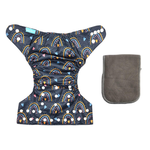 Mix&Max Baby Washable Diapers Printed Hearts For Unisex-Multicolor