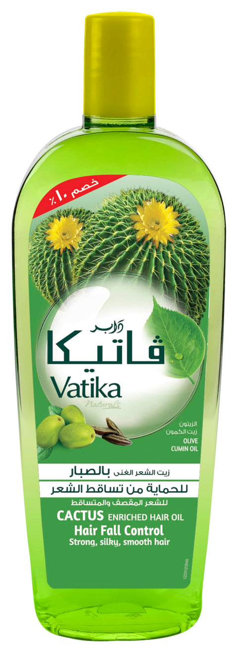 Vatika Naturals Cactus Enriched Anti-Hair Fall Oil (90mL) | Natural Extracts of Cactus, Olive and Cumin | Promotes Strong and Smooth Hair