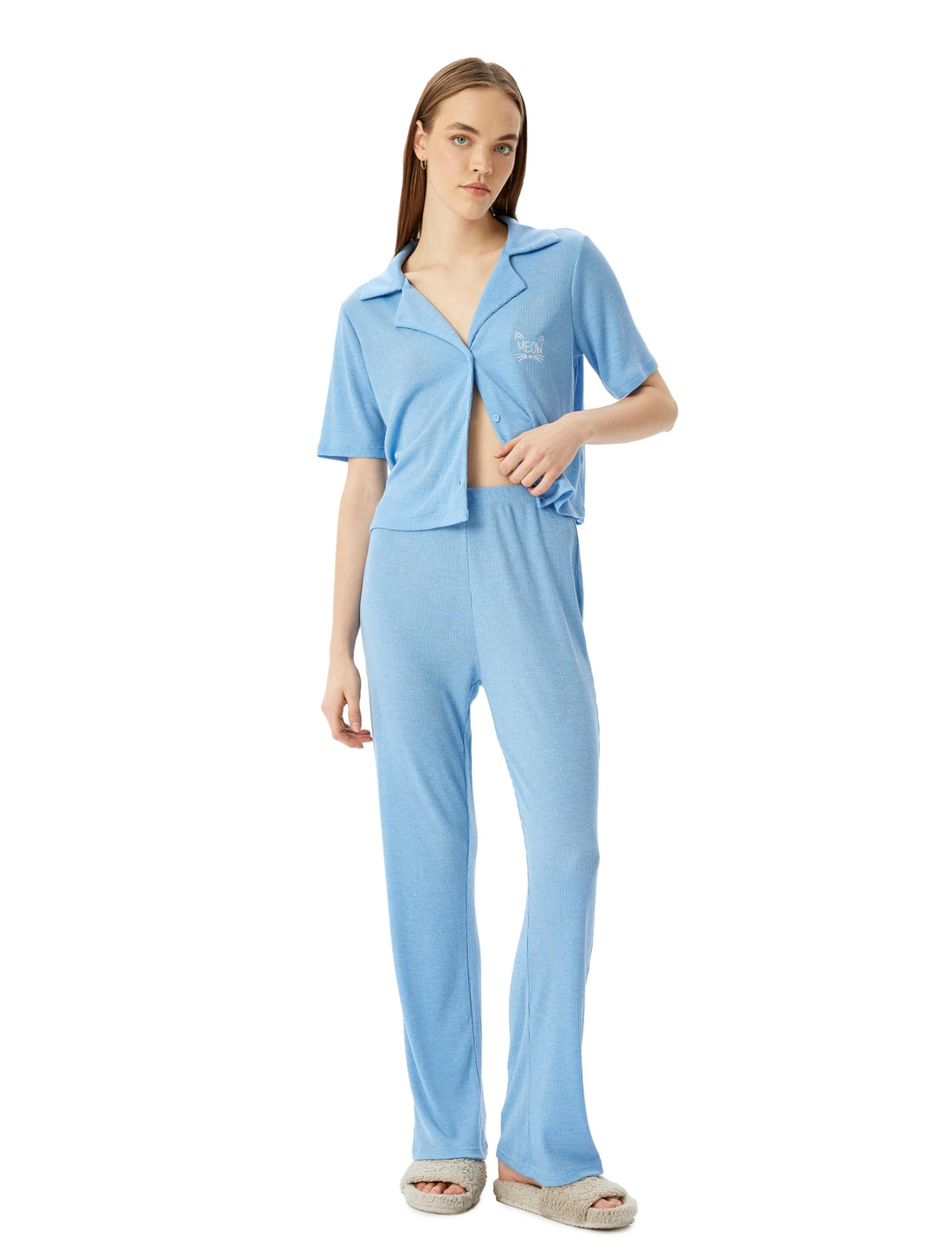 KOTON Womens Shirt Collar Pajama Set Pajama Set (pack of 1)