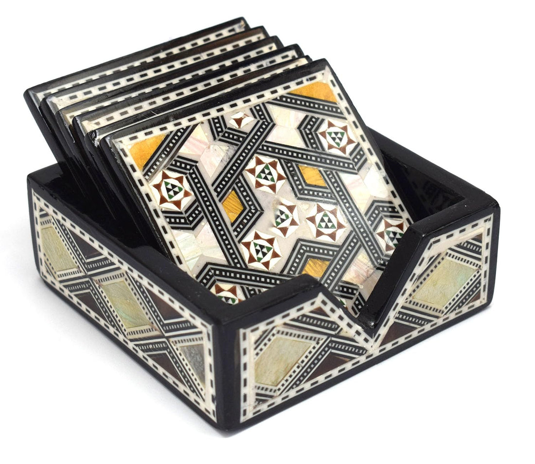 immatgar Egyptian Absorbent Drink Coasters for Kinds of Cups earthenware Egyptian souvenirs gifts from Egypt (Square)