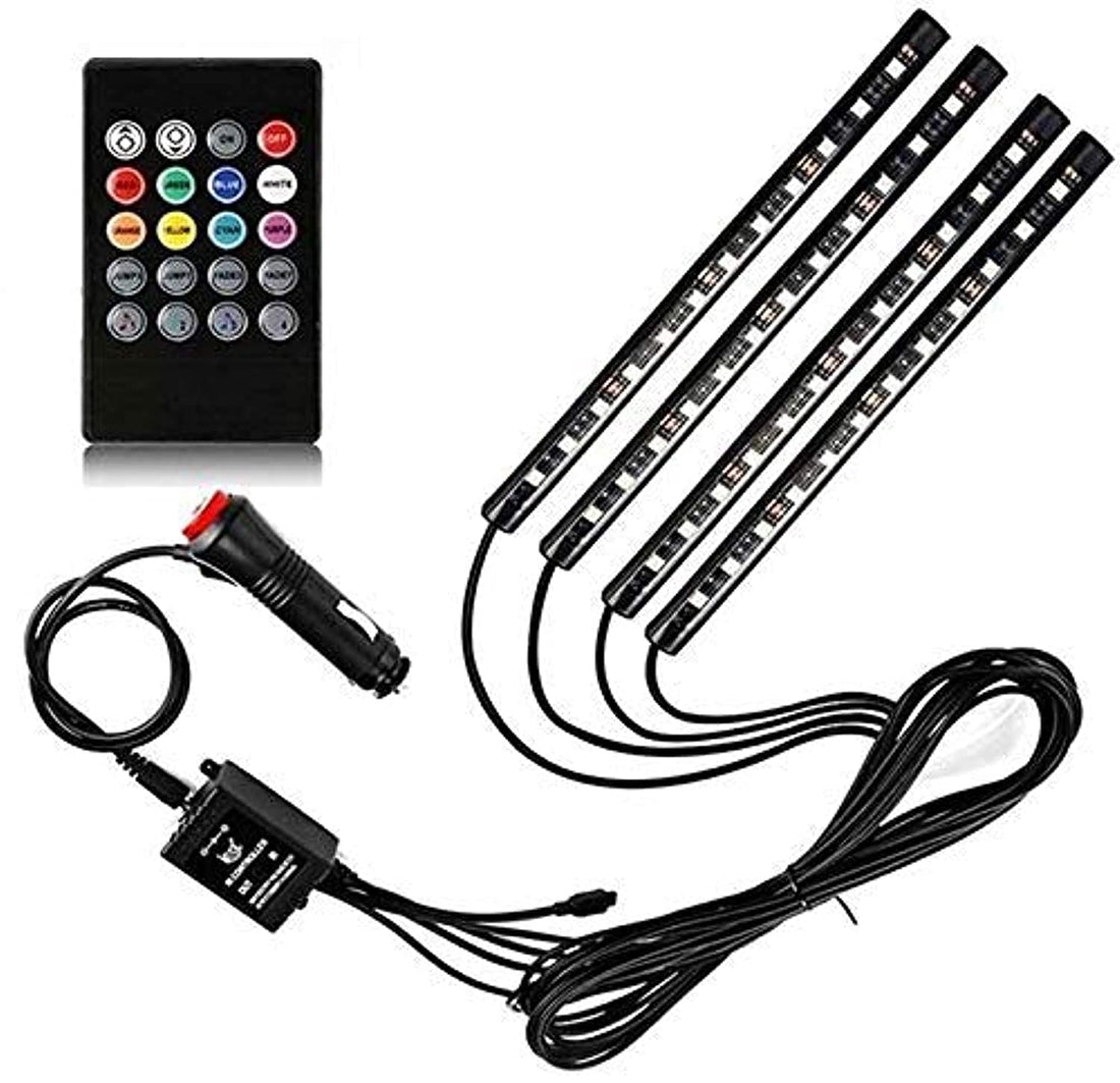 Car RGB LED Strip Light Atmosphere Decoration Lamp Sound Music Active Interior Lights with Remote Control
