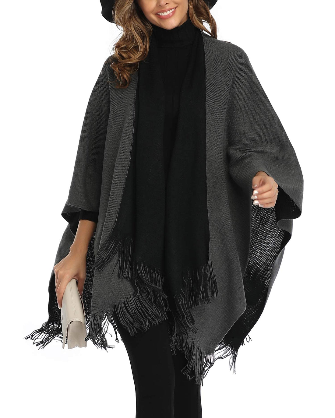 Showday Women's Shawl Wrap Plus Size Cardigan Poncho Cape Open Front Long Winter Sweater Coat