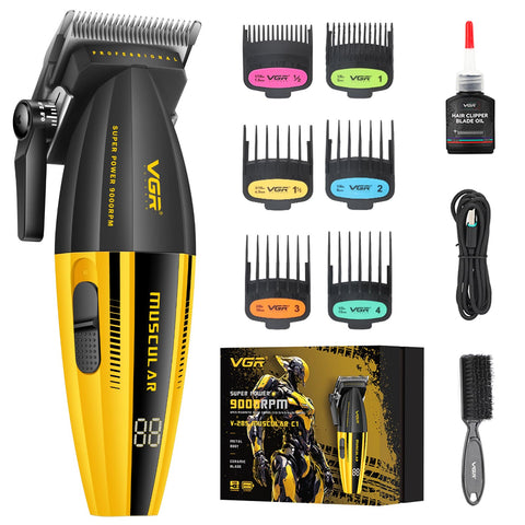 VGR 285 Fresh Fade Hair Clippers for Men, 9000RPM Professional Barber Clippers for Hair Cutting, Cordless Small Hair Trimmer Lightweight Versatile Barber Kit with 6 Magnetic Guide Combs, LED Display