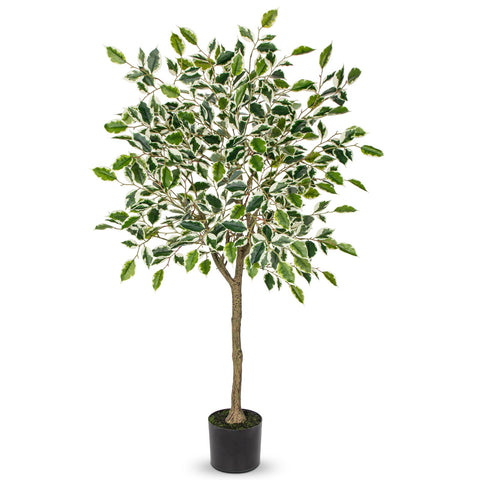 Villa Como 4ft Ficus Artificial Trees for Outdoors Indoor, Big Fake Plants with Pot and Realistic Leaves, Faux Plants Tall Outdoor for Home,Office, Living Room, Garden Decor