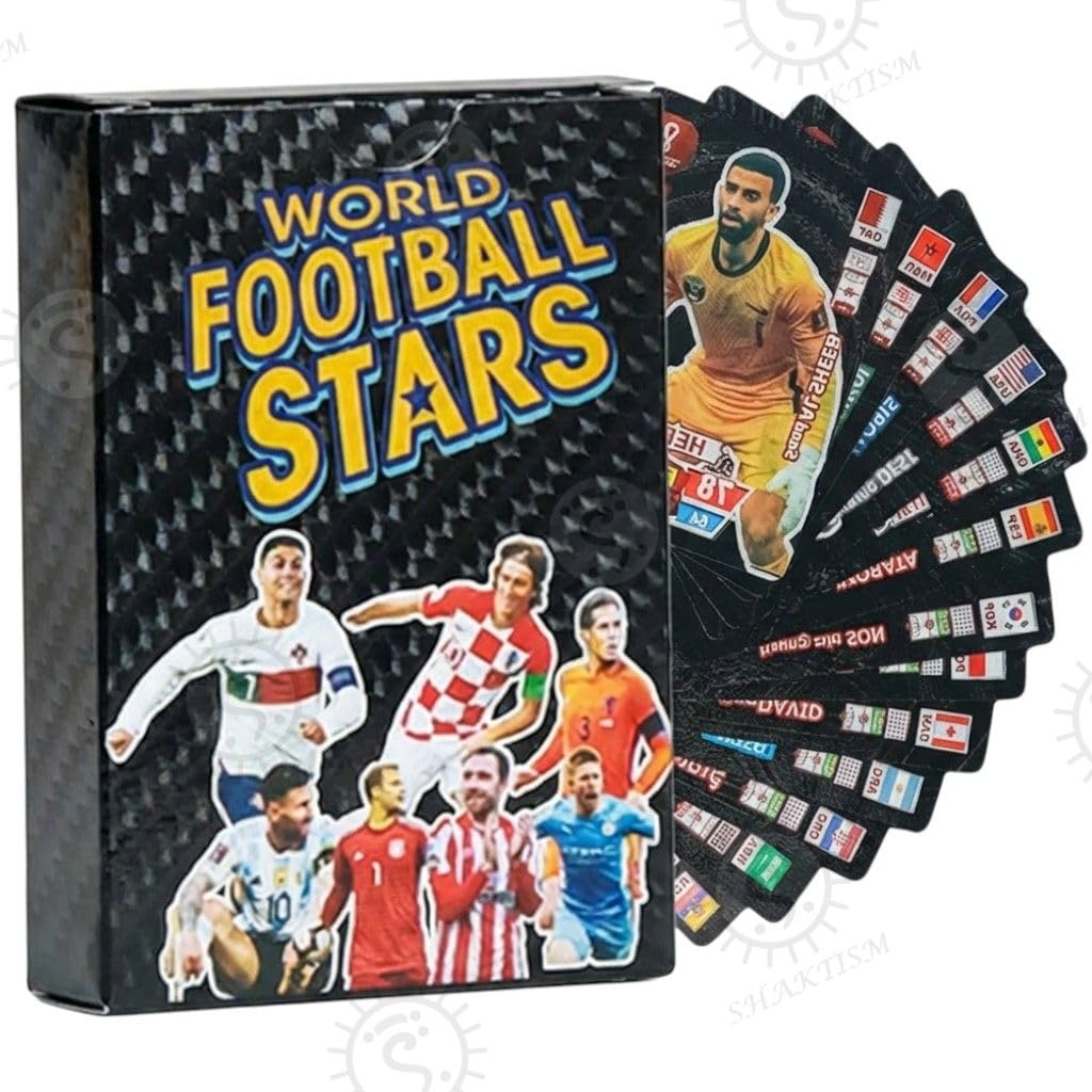 SHAKTISM World Football Star Gold Cards, 2024 World Cup Trading Card, UEFA Champions League, Pack of 55 (Black)