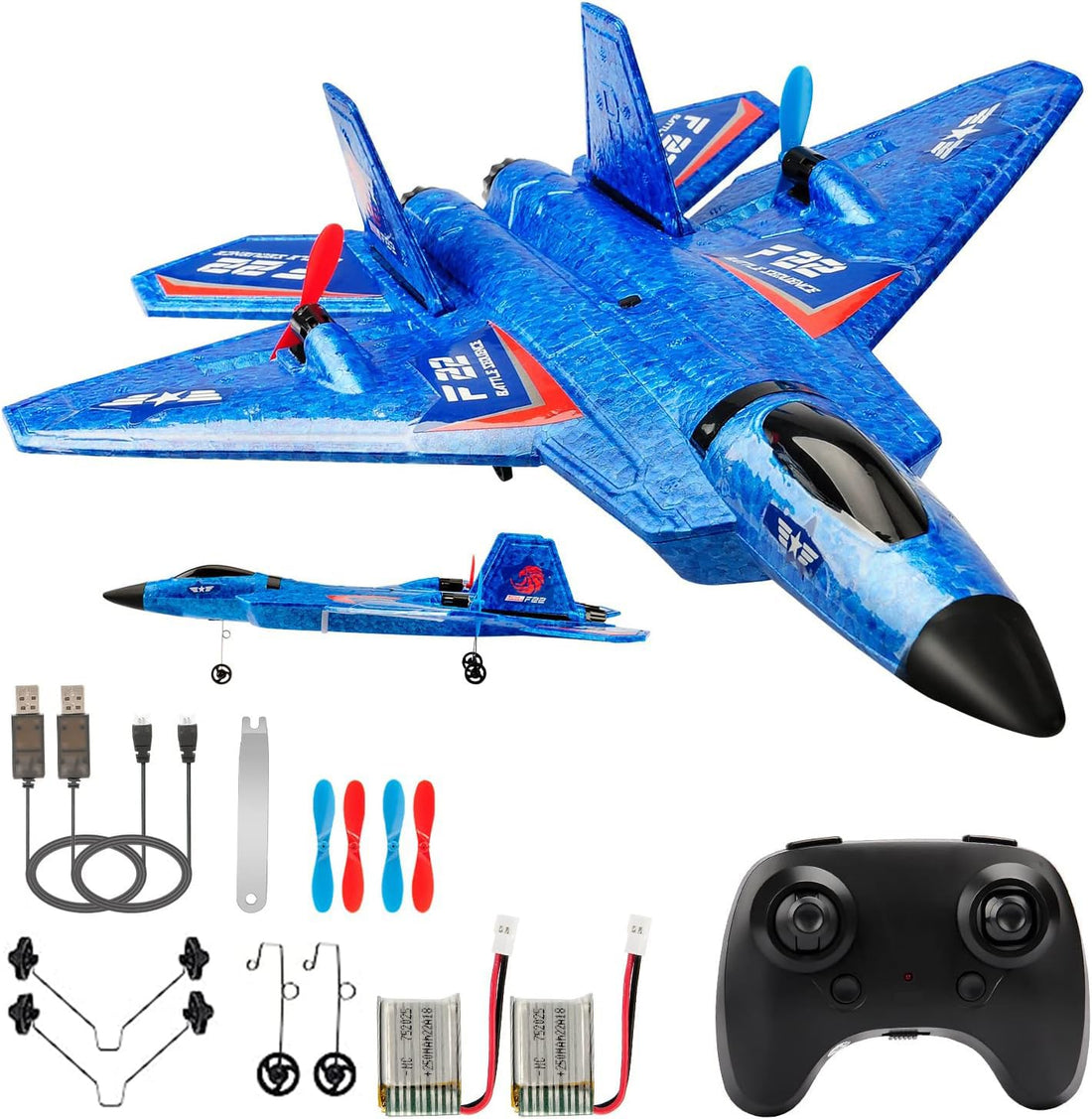 F22 RC Airplane Fighter, 2.4Ghz 2 Channel Ready to Fly, Easy to Fly with Gyro Stabilization, RC Airplanes Toy for Boys, Girls, Teens, Beginners, Ages 14 and Up