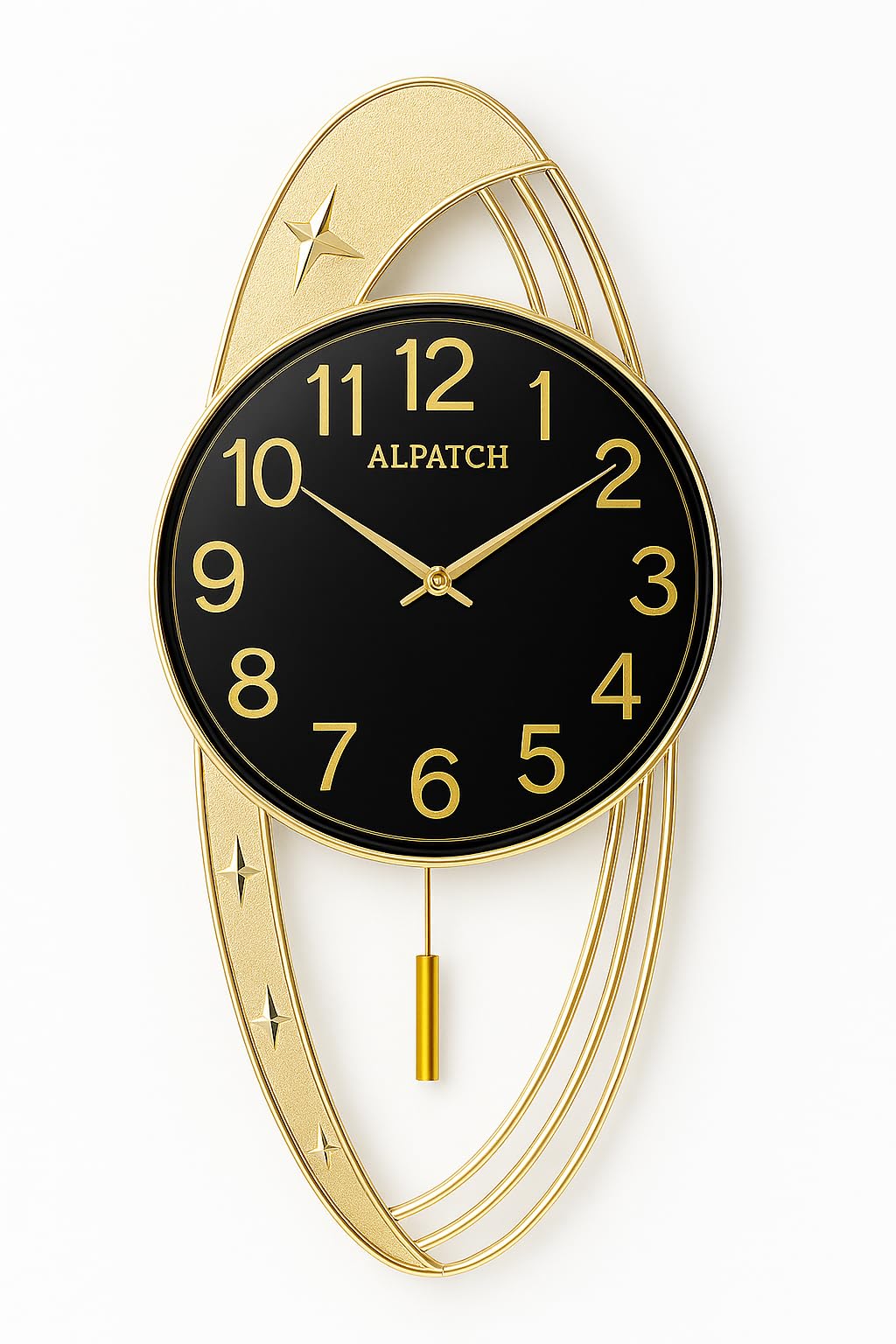 Ankh-Home-Supplies Luxury wall clock with gold trim and celestial accents