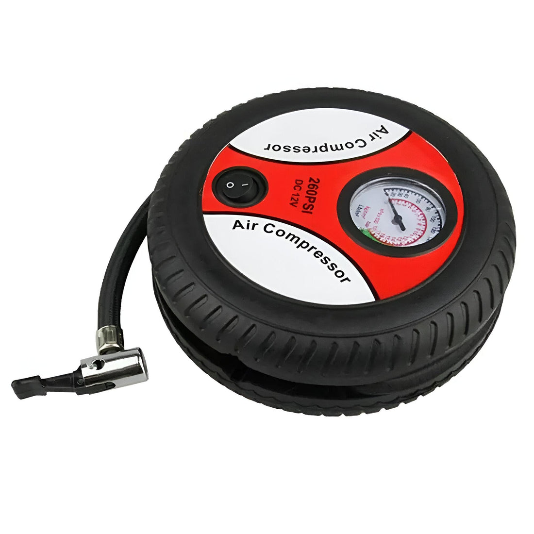 Generic Electric Air Pump for Cars and Bikes, 12V 150W, 35L/min, 21kg/cm², Portable with 3 Nozzle Adapters