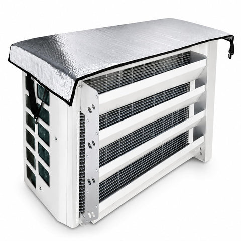 Reflective Heat Shield Cover for Outdoor Air Conditioner Compressor, Aluminum Protection Cover Against Sun Rain Dust and UV Rays, Easy Installation 50 x 95 cm