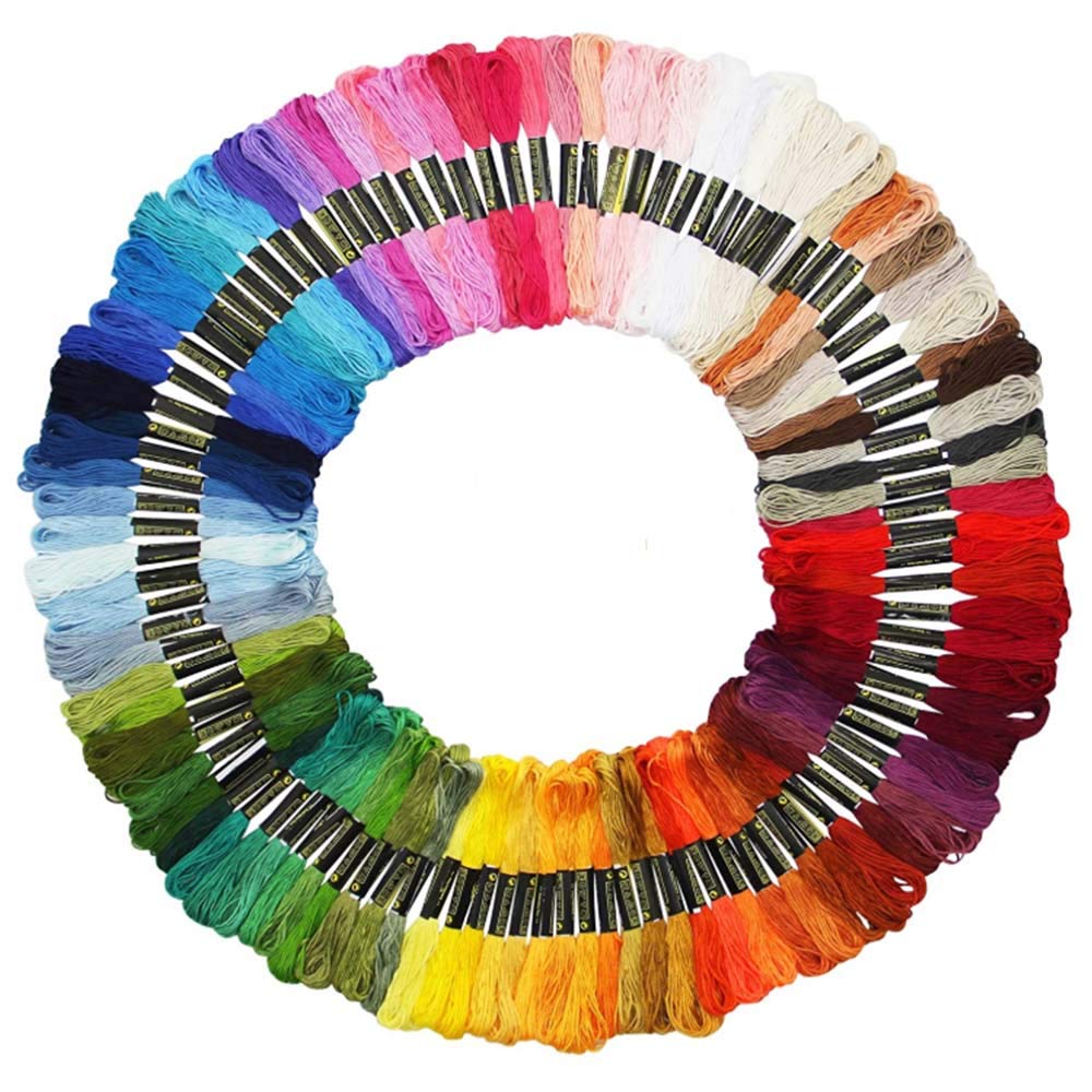 Yoha Embroidery Floss Rainbow Color Cross Stitch Threads Rainbow Color Embroidery DIY Thread Sewing Skeins Craft (100 color cross stitch thread)